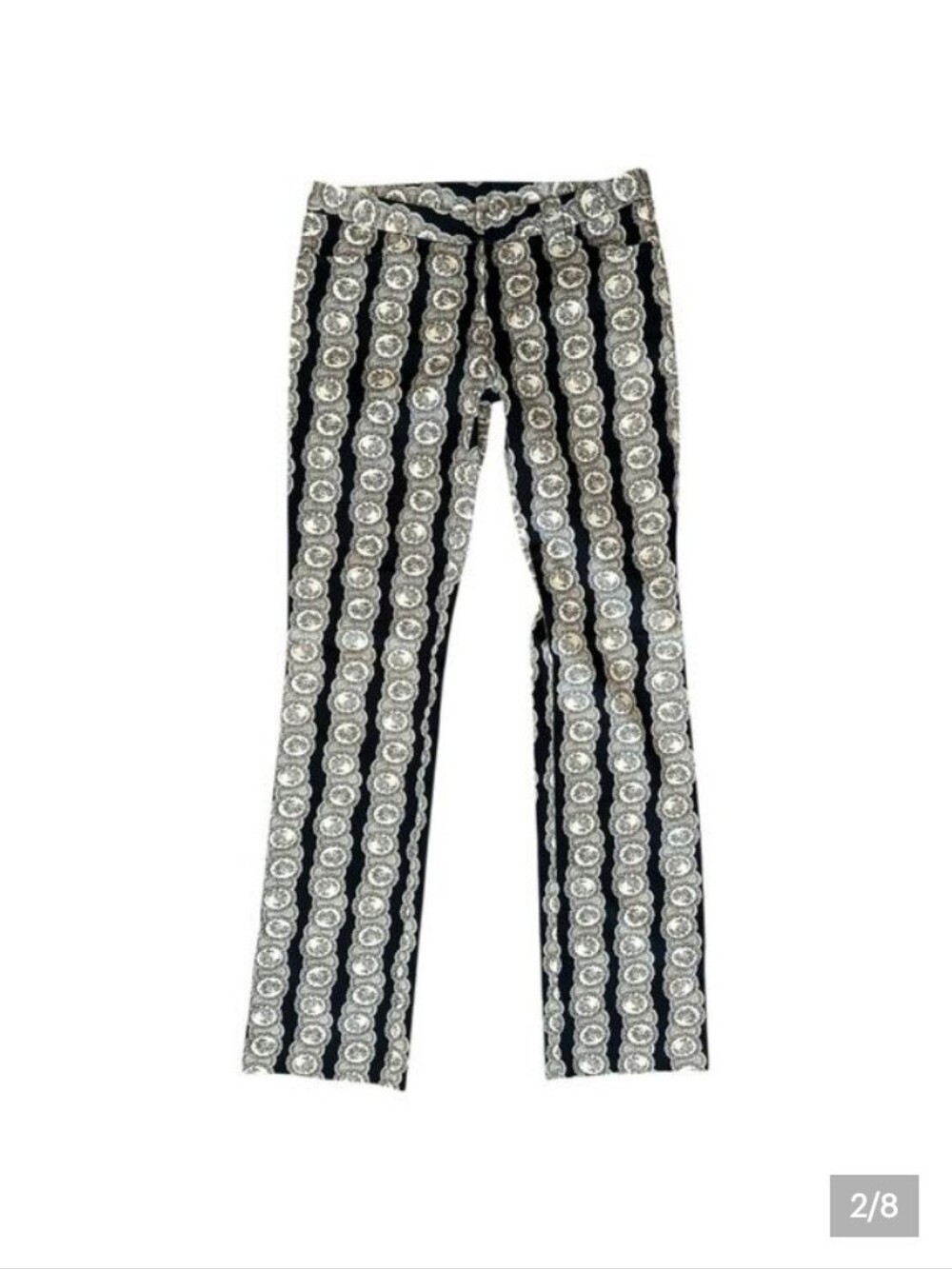 Yoana Baraschi Vintage Y2K Women’s 2 Black Cream Medallion Print Trousers Pants